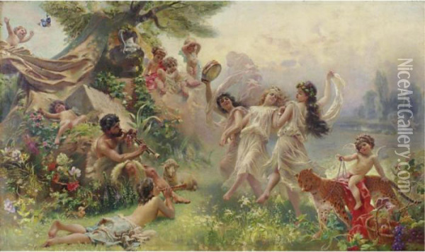 Happy Arcadia, 1889-1890 Oil Painting - Konstantin Egorovich Egorovich Makovsky