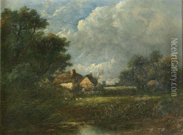A Country Cottage Oil Painting - John Constable