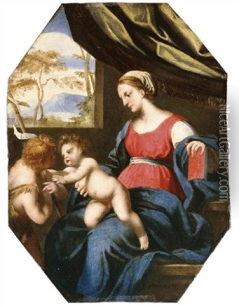 The Madonna And Child With Saint John The Baptist Oil Painting - Lodovico Trasi