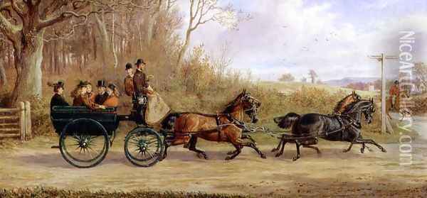A Brake and Four going to a Meet, 1873 Oil Painting - Alfred Sheldon-Williams