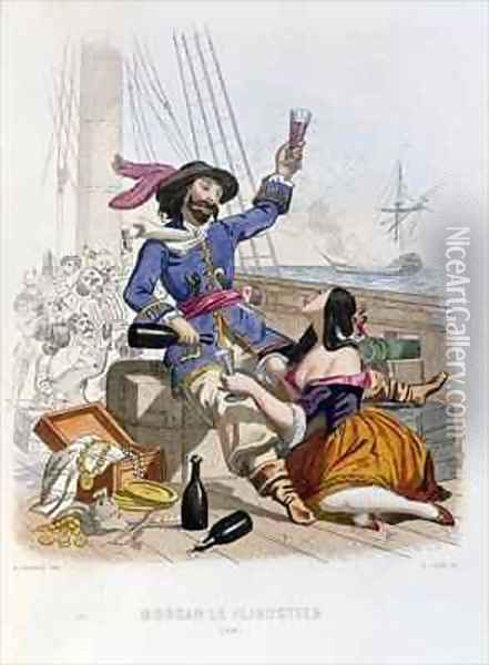 Morgan the Buccaneer in 1668 Oil Painting - Alexandre Debelle