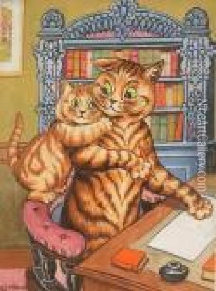 A Welcome Distraction Oil Painting - Louis William Wain