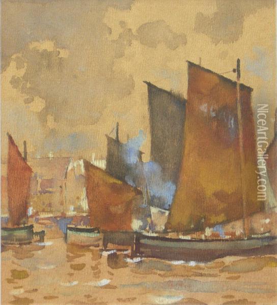 Fishing Boats Oil Painting - James Watterston Herald