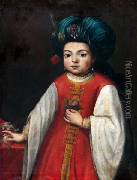 Portrait D'un Jeune Italien Costume A L'orientale Oil Painting - Antonio Mercurio Amorosi