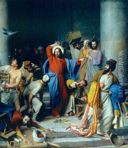 Casting out the Money Changers Oil Painting - Carl Heinrich Bloch