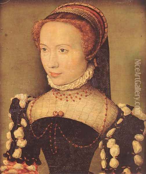 Portrait of Gabrielle de Rochechouart c. 1574 Oil Painting - Corneille De Lyon
