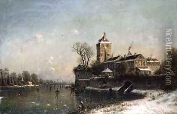 Winter Landscape Oil Painting - Johannes Bartolomaus Duntze