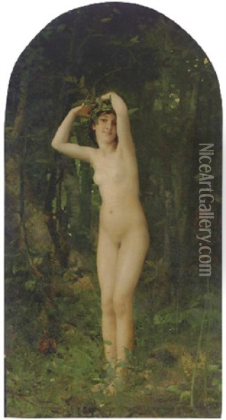 Nude In A Forest Oil Painting - Aime Nicolas Morot
