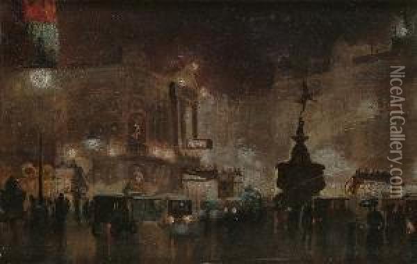 Piccadilly Circus Oil Painting - George Hyde Pownall