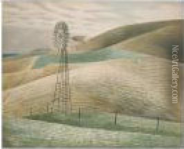 The Waterwheel Oil Painting - Eric Ravilious