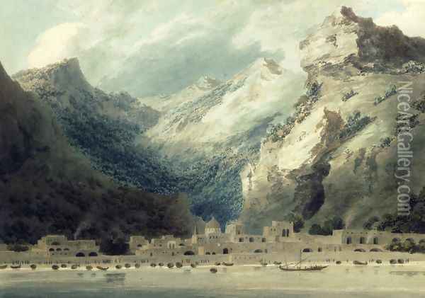 Cetera, a Fishing Town on the Gulf of Salerno, 1882 Oil Painting - John Robert Cozens
