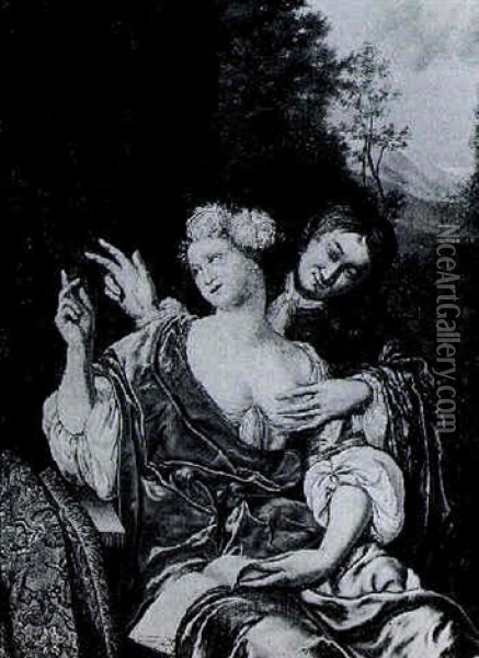 An Amorous Couple Oil Painting - Willem van Mieris