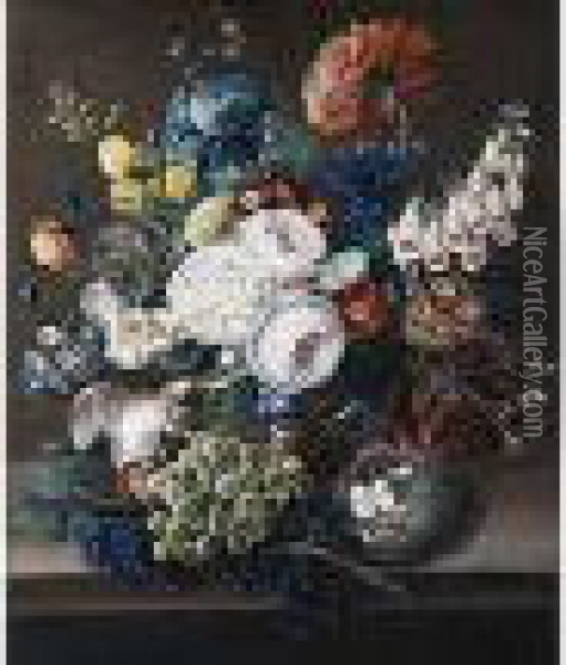 Grosser Blumenstrauss In Vase Oil Painting - Leopold Zinnogger