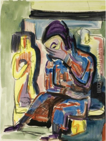 Sitzende Frau (seated Woman) Oil Painting - Ernst Ludwig Kirchner