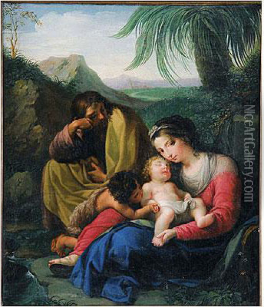 Descanso De La Huida Aegipto Oil Painting - Zacarias Gonzalez Velazquez