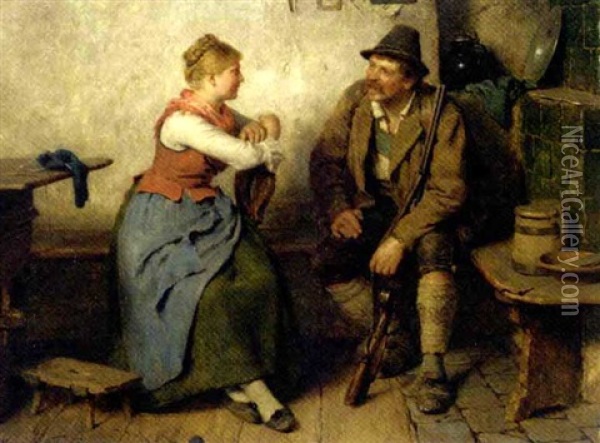 Jager Im Wirsthaus: A Huntsman In A Tavern Oil Painting - Hugo Wilhelm Kauffmann