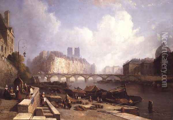 The Ile de la Cite, Paris, from the Quai du Louvre Oil Painting - Colet Robert Stanley
