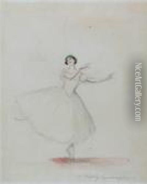 Die Tanzerin Anna Pawlowa. Oil Painting - Ernst Oppler