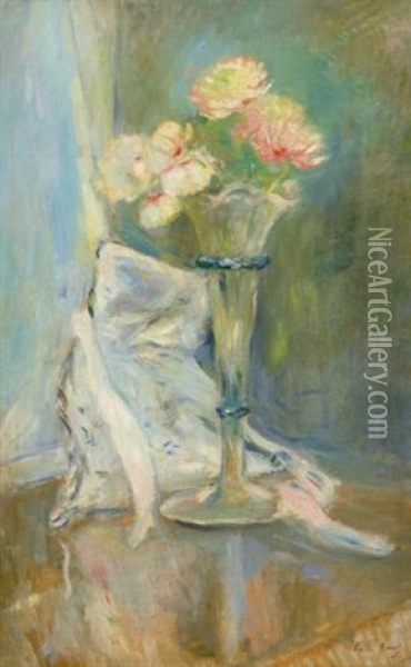 Anemones Roses Oil Painting - Berthe Morisot