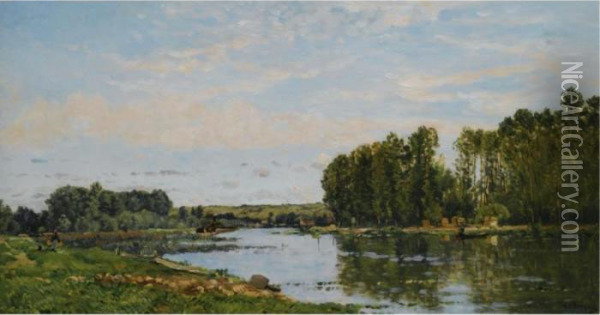 Au Bord De La Riviere Oil Painting - Hippolyte Camille Delpy
