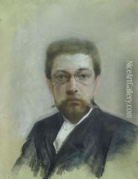 Portrait Of A Man Oil Painting - Lesser Ury