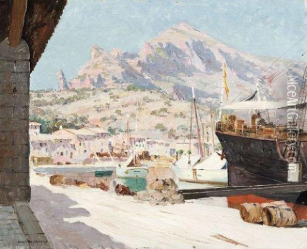 Vue D'un Port De Majorque Oil Painting - Eugene Francois Deshayes