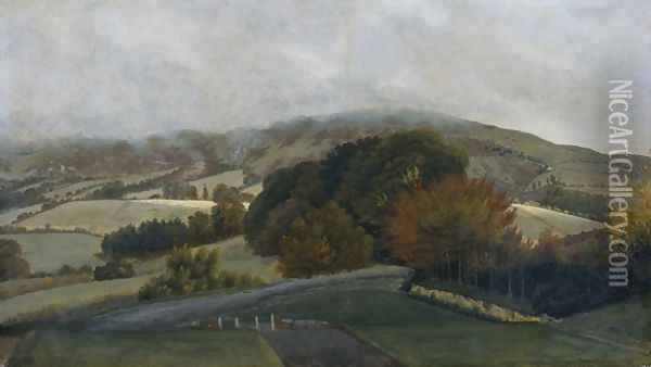 Carneddau Mountains from Pencerrig Oil Painting - Thomas Jones