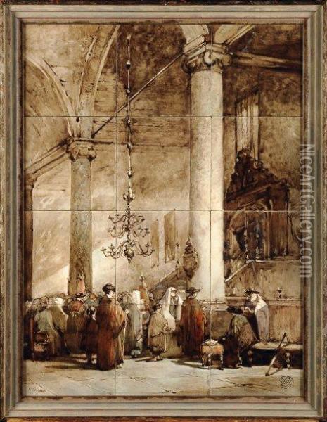 Interieur De Synagogue Oil Painting - Johannes Bosboom