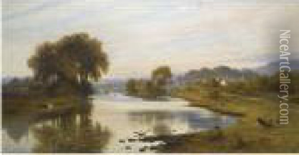 On The Cree At Newton Stewart Oil Painting - Waller Hugh Paton