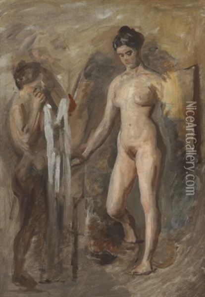 William Rush And His Model (study) Oil Painting - Thomas Eakins