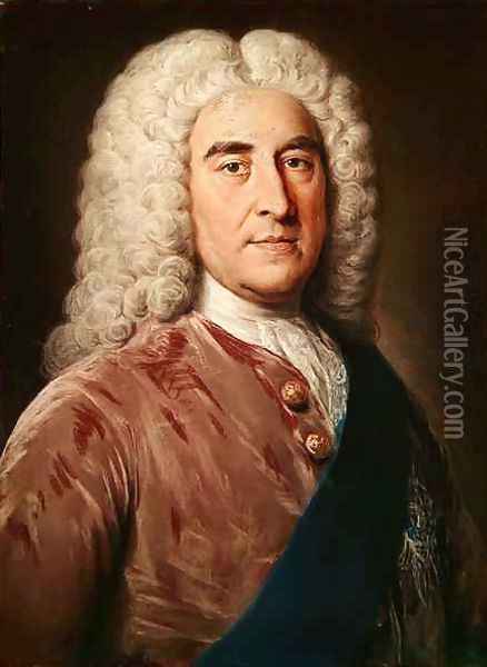 Portrait of Thomas Pelham Holles 1693-1768 f Newcastle under Lyme Oil Painting - William Hoare
