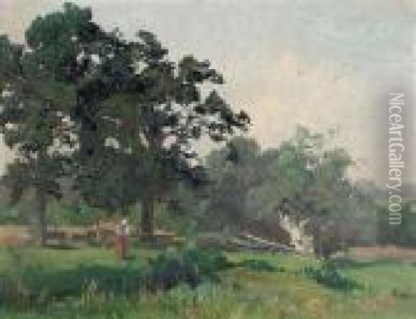 Peasant Womenin A Summery Range Land Oil Painting - Ludwig Willroider
