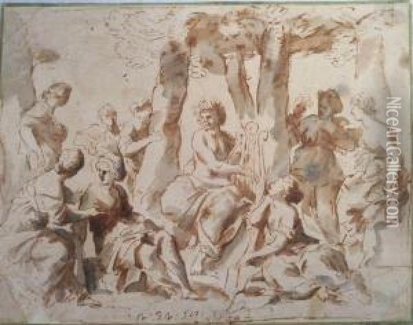 Apollo And The Ninemuses Oil Painting - Elisabetta Sirani