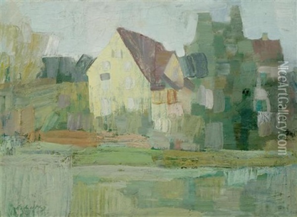 Haus In Kusnacht Oil Painting - Oscar Wilhelm Luethy