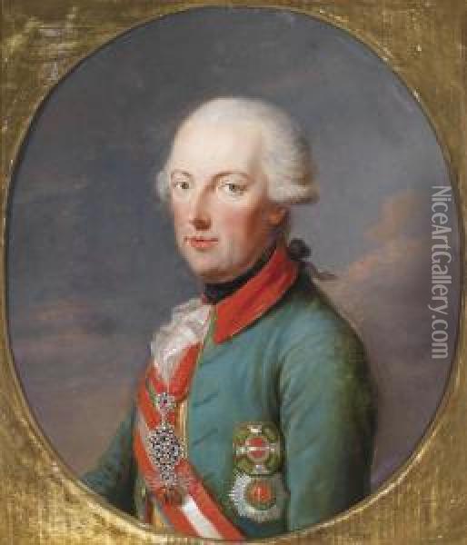 Portrait Of Emperor Joseph Ii In A Chevaux Legersuniform Oil Painting - Joseph Hickel
