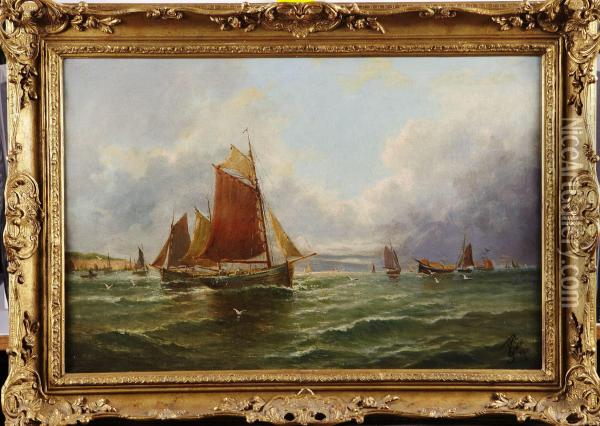 Fiskebatar Pa Hav Oil Painting - Joel Owen