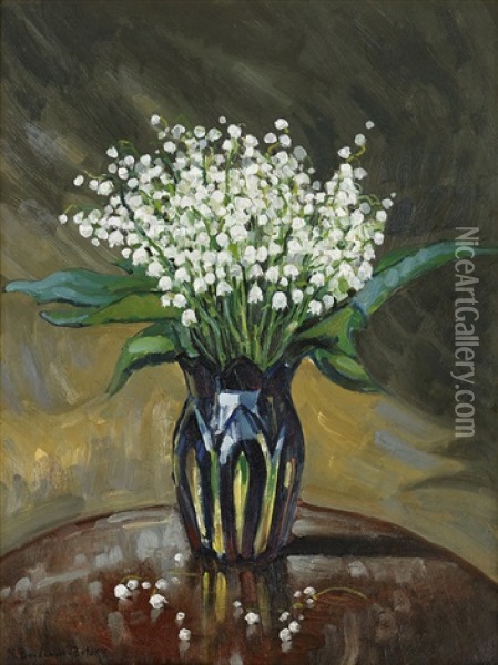 Still Life With Lilies Oil Painting - Nikolai Petrovich Bogdanov-Bel'sky