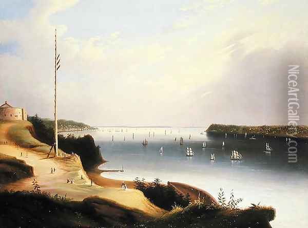 New York Harbour, c.1835 Oil Painting - Daniel Wadsworth