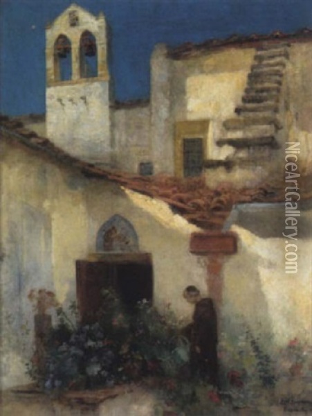 Franziskaner Im Klostergarten Oil Painting - Ernst Friedrich Hausmann