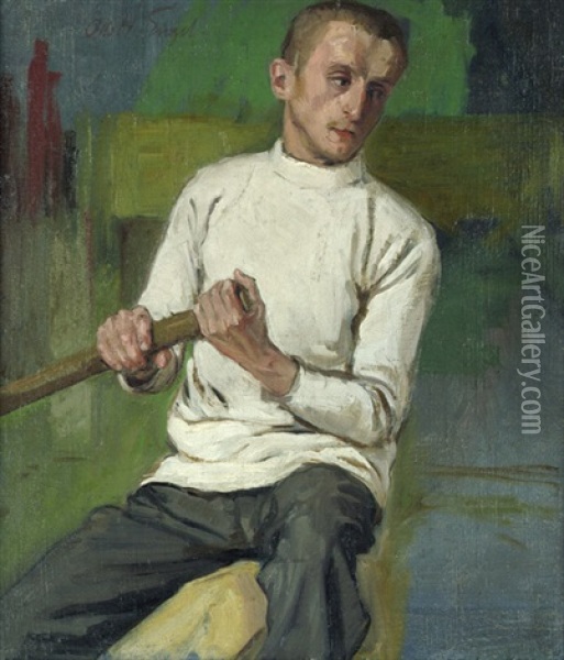 Mann Am Ruder Oil Painting - Otto Heinrich Engel