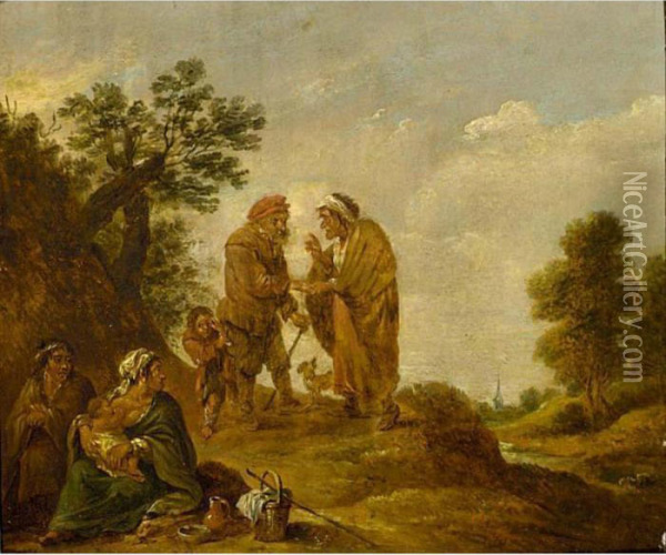 A Gipsy Family Oil Painting - David The Younger Teniers