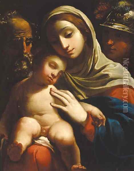 The Holy Family with a soldier Oil Painting - Antonio Burino
