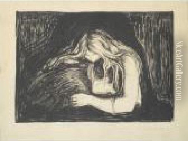 Vampire Ii (woll 41; Schiefler 34) Oil Painting - Edvard Munch