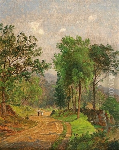 Path In A Landscape Oil Painting - Jasper Francis Cropsey