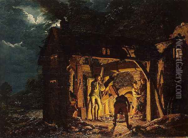 The Iron Forge Viewed from Without Oil Painting - Joseph Wright