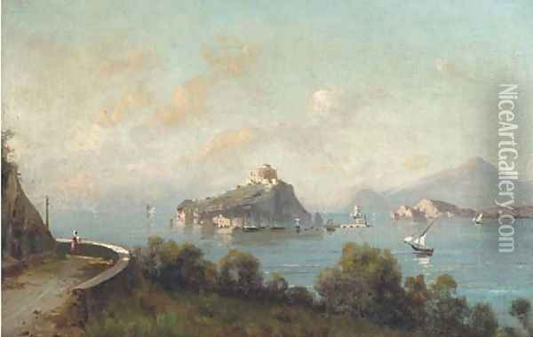 A Neapolitan coastal landscape; and Another similar Oil Painting - Italian School