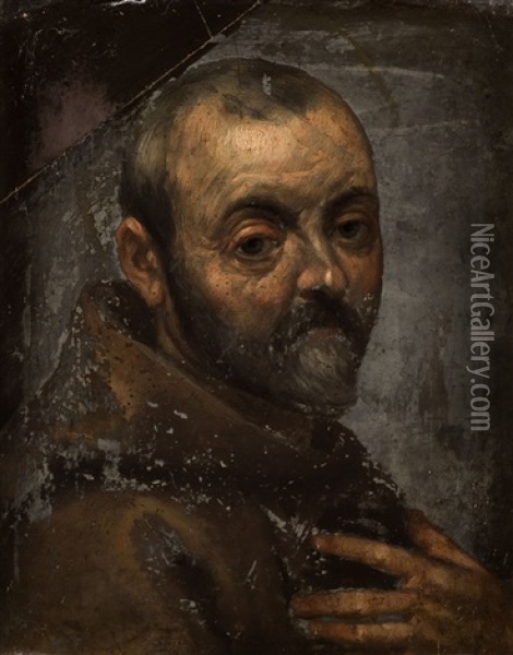 Autorretrato Como Monje Oil Painting - Jacopo Palma il Vecchio