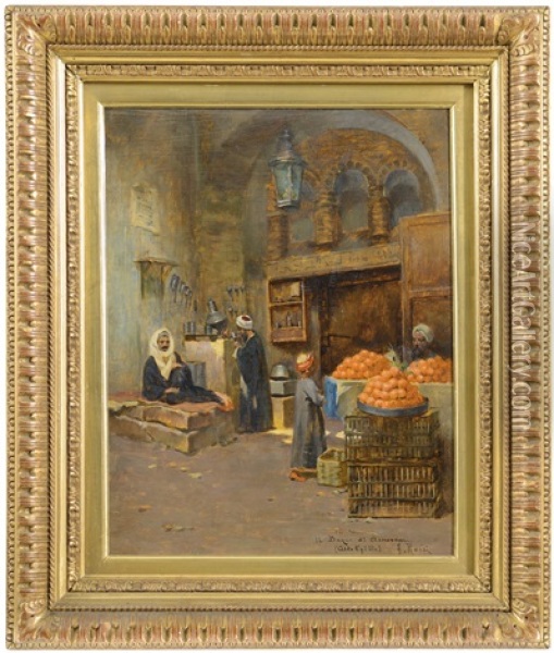 Il Bazar Di Assuan (alto Egitto) Oil Painting - Alberto Rossi
