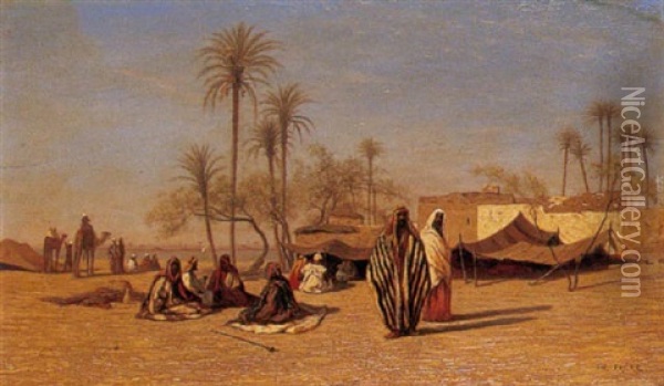 Campement De Bedouins Oil Painting - Charles Theodore (Frere Bey) Frere