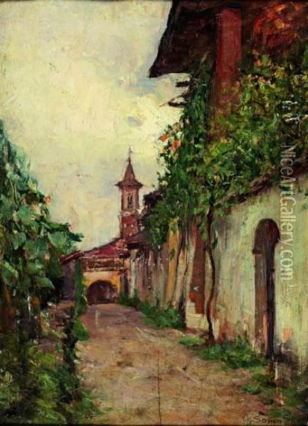 Chiesa Di Paese Oil Painting - Giulio Sommati Di Mombello